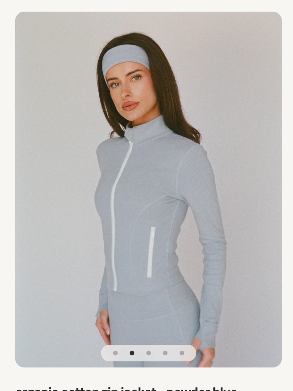 Layere organic cotton zip jacket- powder blue